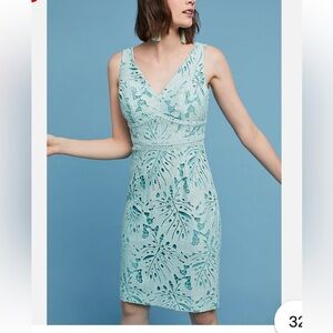 Anthropologie / Maeve Light mint green Lace Midi Dress size 6